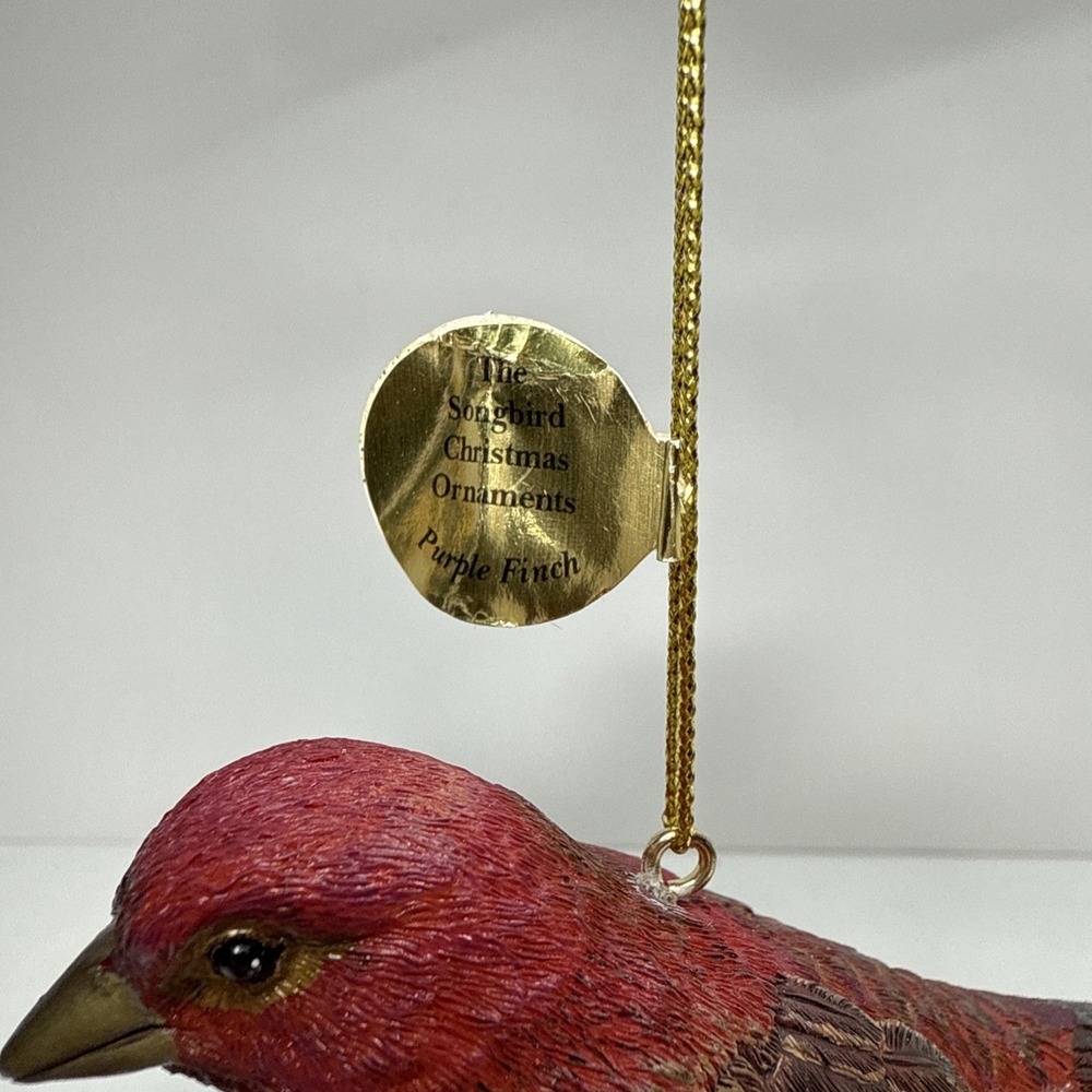 The Songbird Christmas Purple Finch ornament By Danbury Mint With Tag - Picture 2 of 7